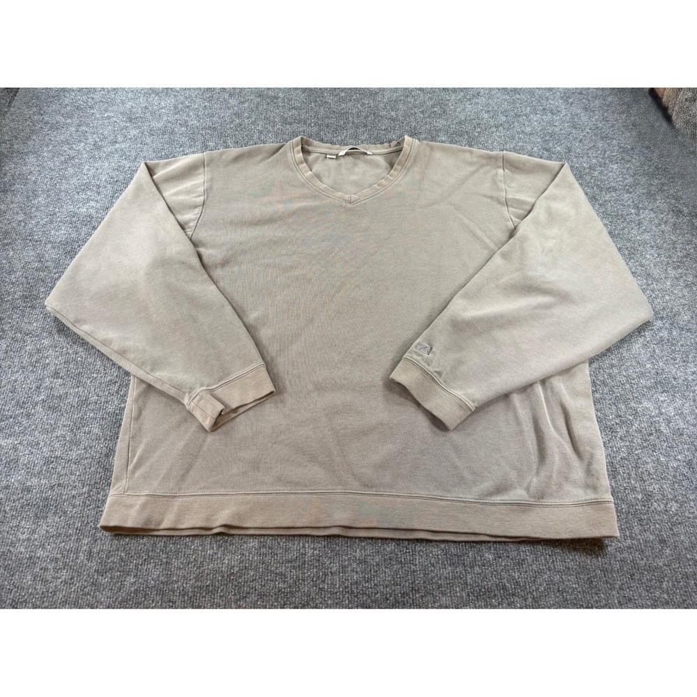Cutter & Buck Mens 2X Tannish- green V-Neck Pullover !00% Cotton Ribbed Sweater